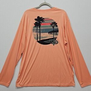 Reel Life Sun Ray Defender Shirt Mens XXL Coral UPF 50+ Long‎ Sleeve Fishing